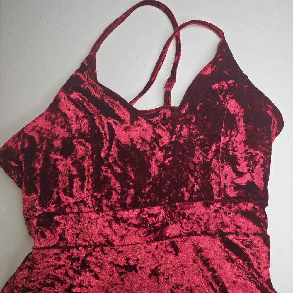 R VIVIMOS Large 12/14 Crushed Velvet Maxi Dress Scoop Neck Empire Waist -2540 - Picture 2 of 8